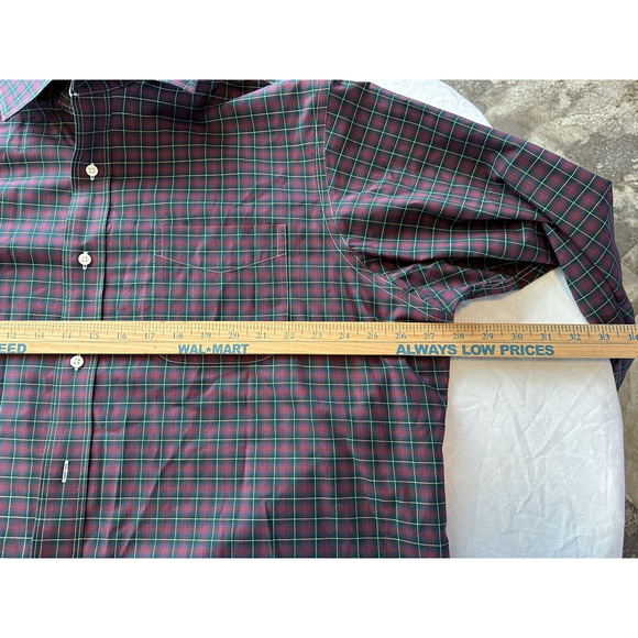 Lauren Ralph Lauren Button Down Shirt, Red/Green Plaid, Non-Iron Sz 17 1/2 32/33 - Picture 6 of 10